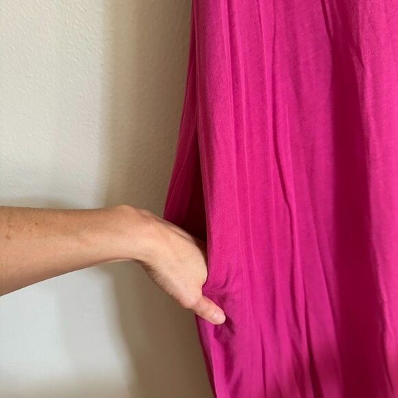 Soft Surroundings NWT Santiago Fuchsia Sleeveless Maxi Dress Pockets Petite L - Picture 4 of 12